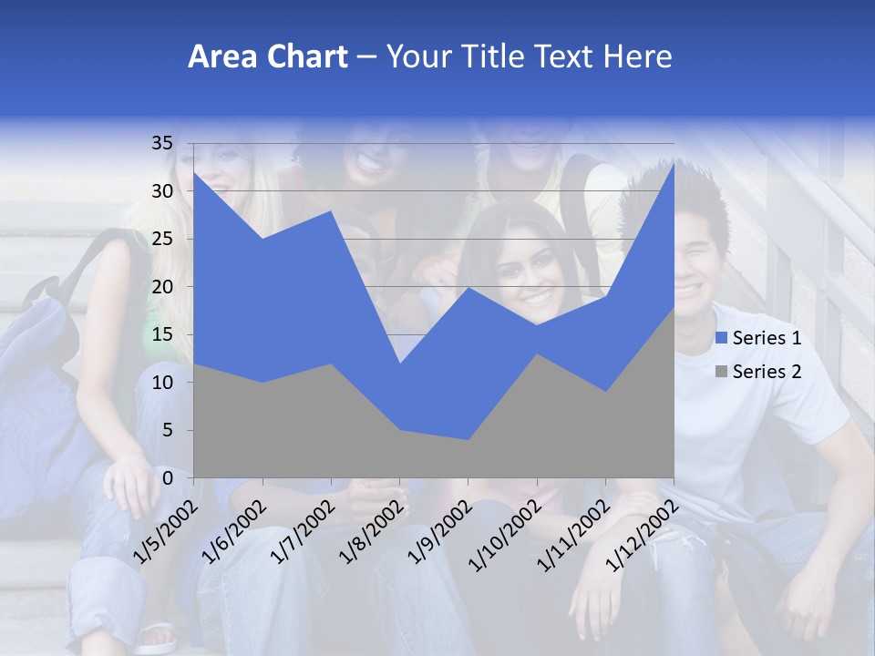 Group Of Six Students Outside Sitting On Steps PowerPoint Template