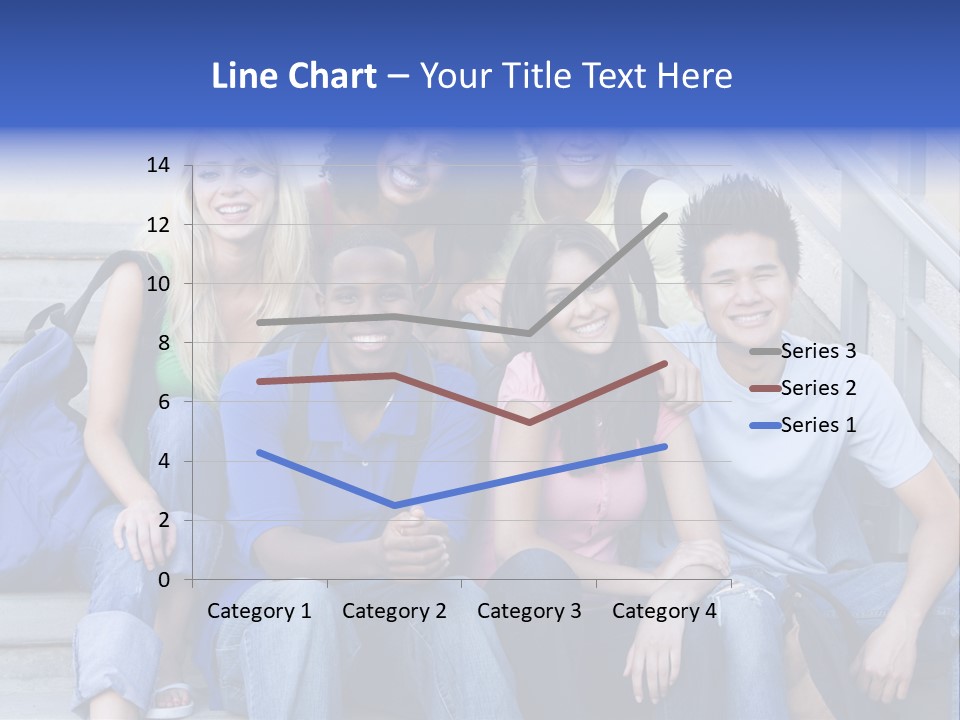 Group Of Six Students Outside Sitting On Steps PowerPoint Template