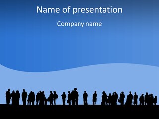 People In Line Silhouette PowerPoint Template