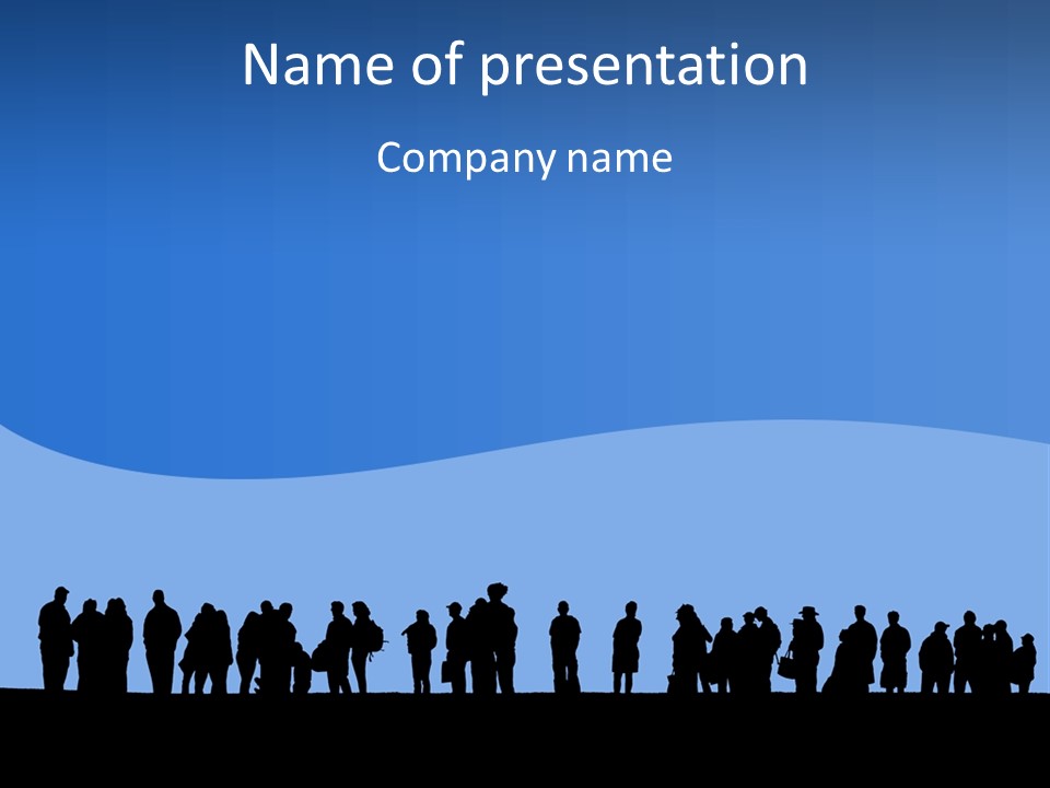 People In Line Silhouette PowerPoint Template