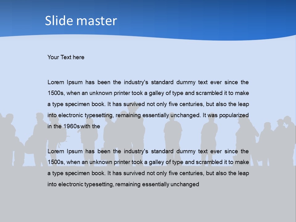 People In Line Silhouette PowerPoint Template