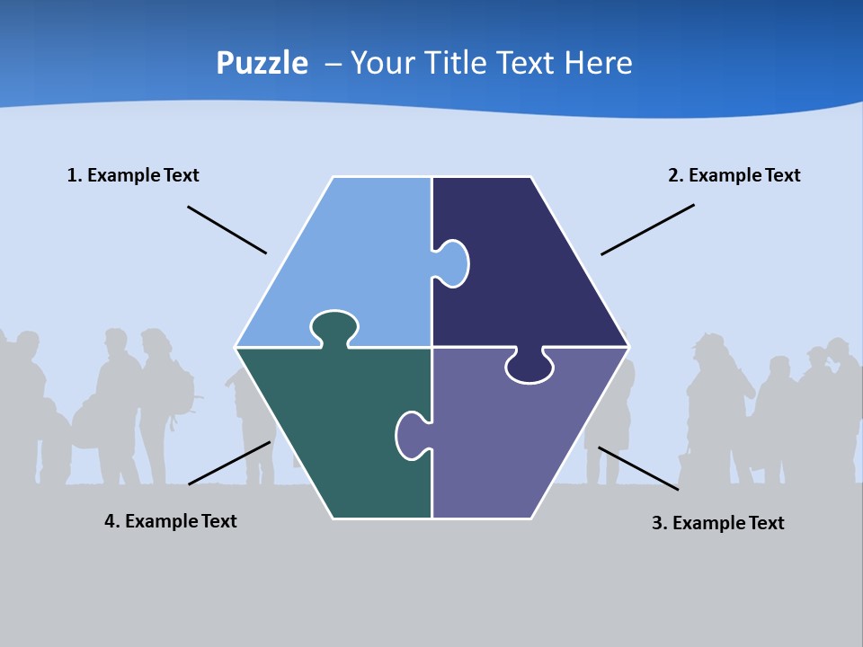 People In Line Silhouette PowerPoint Template