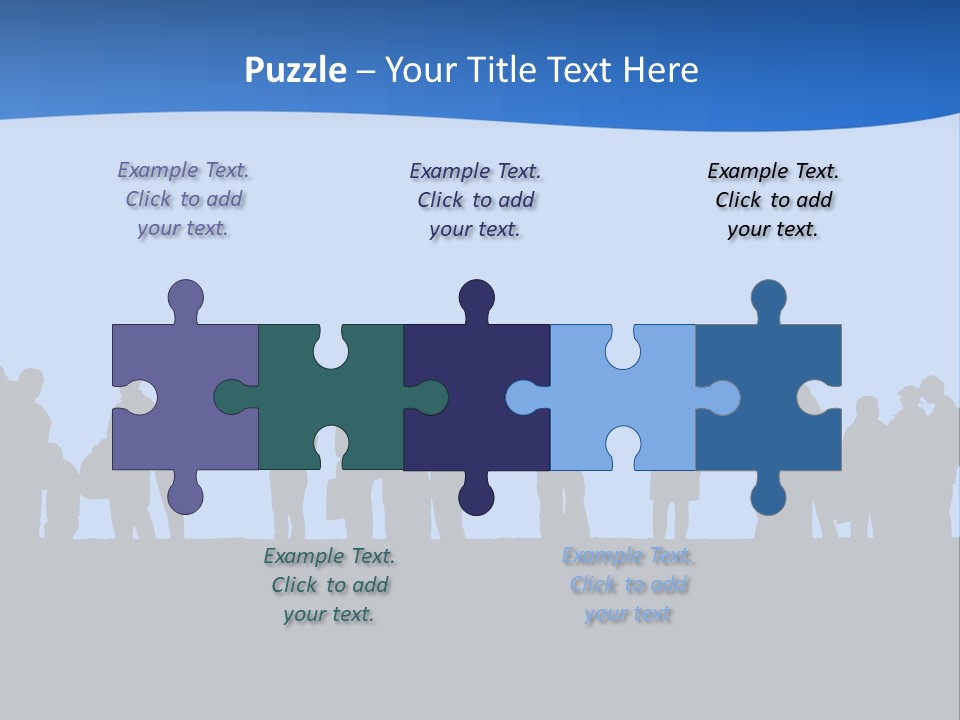 People In Line Silhouette PowerPoint Template