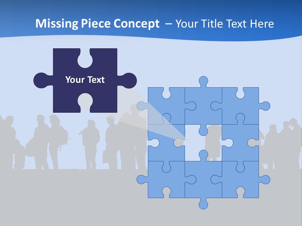 People In Line Silhouette PowerPoint Template