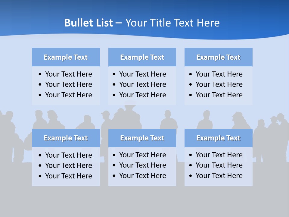 People In Line Silhouette PowerPoint Template