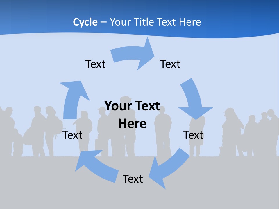 People In Line Silhouette PowerPoint Template