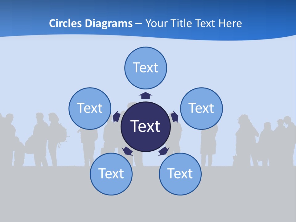 People In Line Silhouette PowerPoint Template