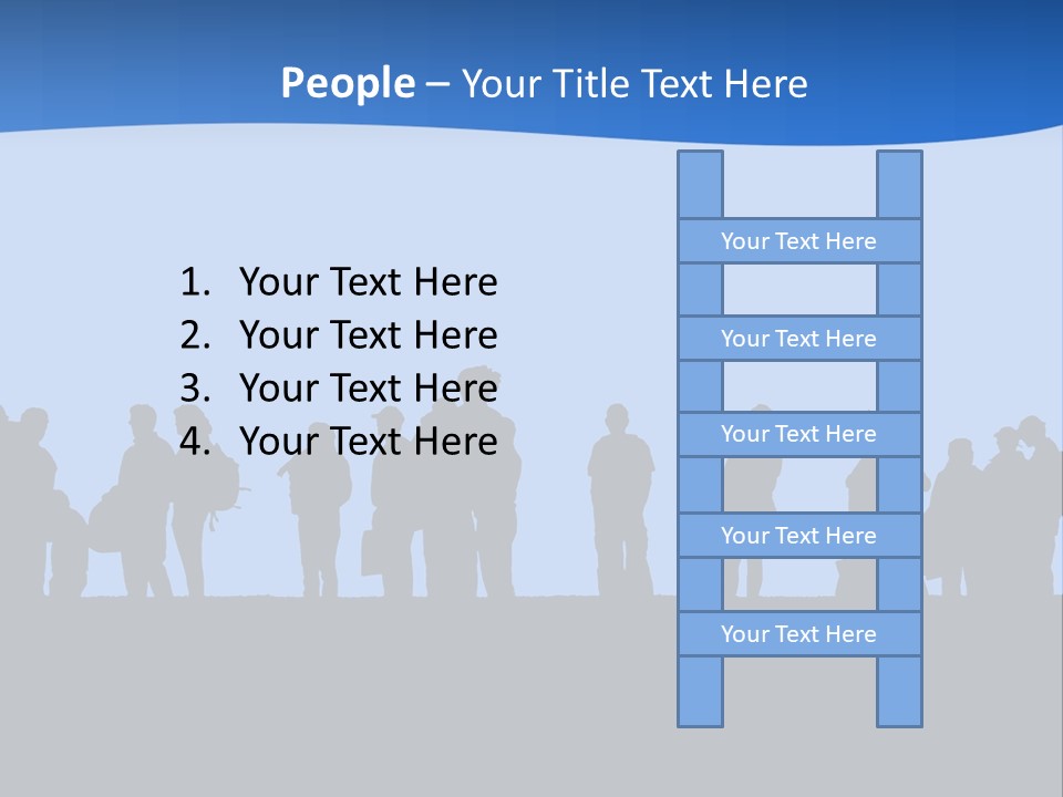 People In Line Silhouette PowerPoint Template