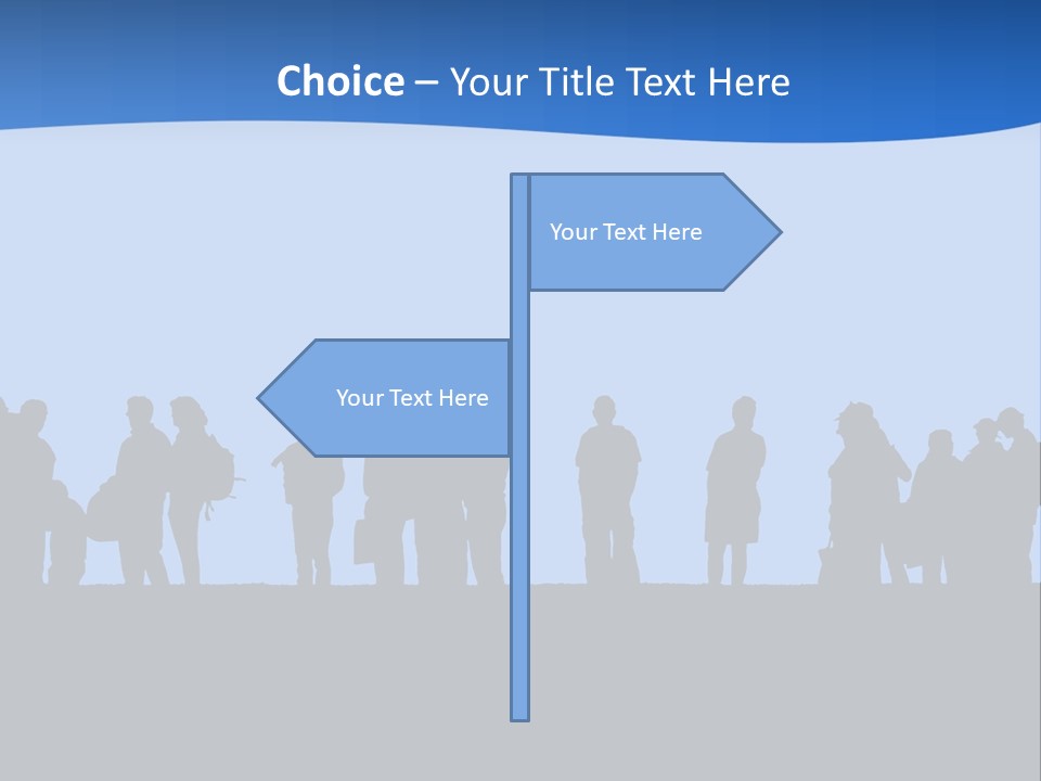 People In Line Silhouette PowerPoint Template