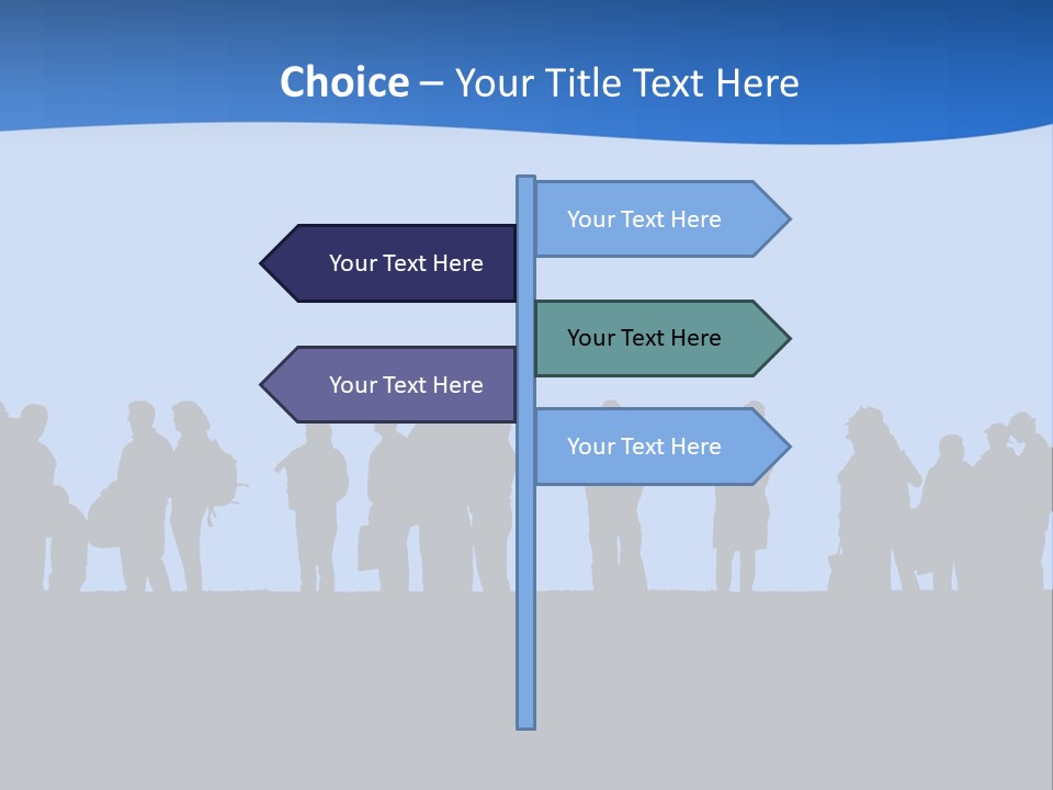 People In Line Silhouette PowerPoint Template