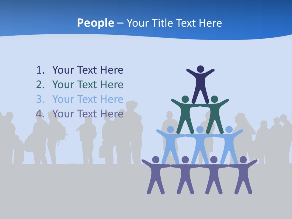 People In Line Silhouette PowerPoint Template
