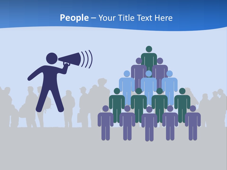 People In Line Silhouette PowerPoint Template
