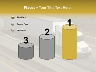 White Semi Truck On The Highway PowerPoint Template