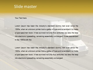 White Semi Truck On The Highway PowerPoint Template