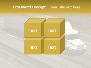 White Semi Truck On The Highway PowerPoint Template