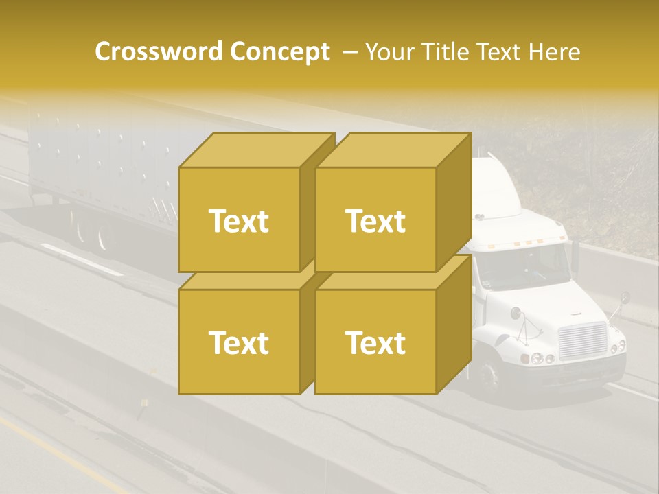 White Semi Truck On The Highway PowerPoint Template