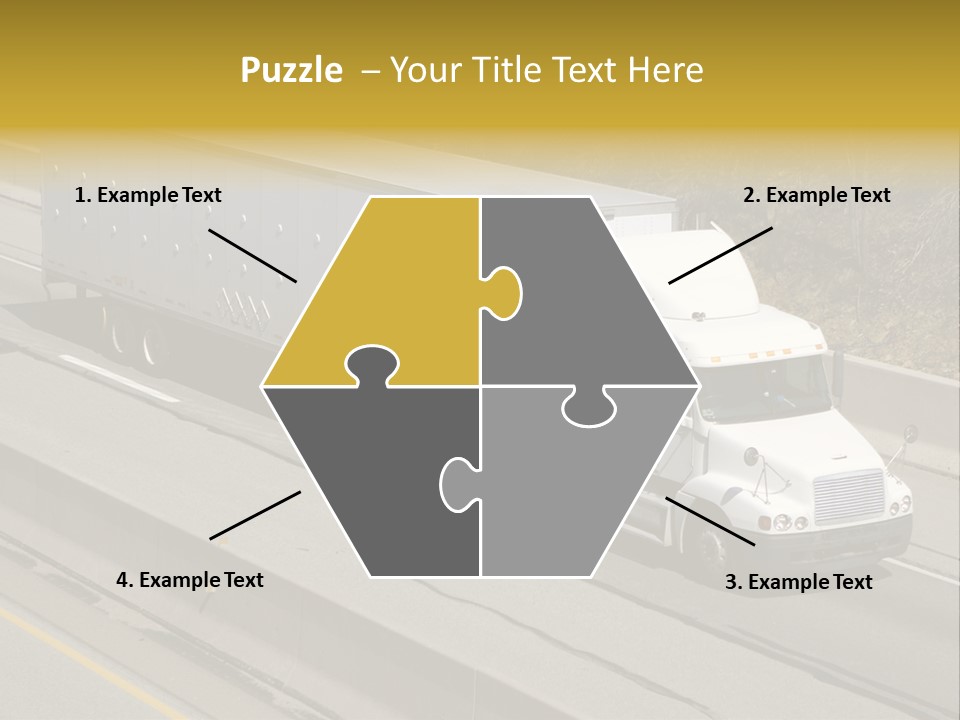 White Semi Truck On The Highway PowerPoint Template