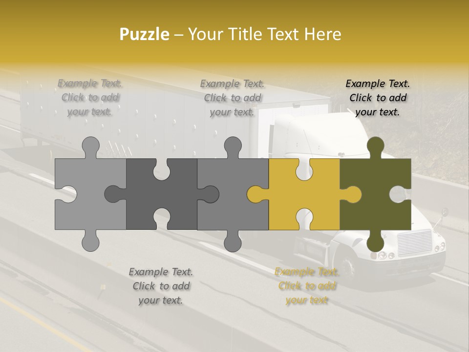 White Semi Truck On The Highway PowerPoint Template