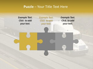 White Semi Truck On The Highway PowerPoint Template