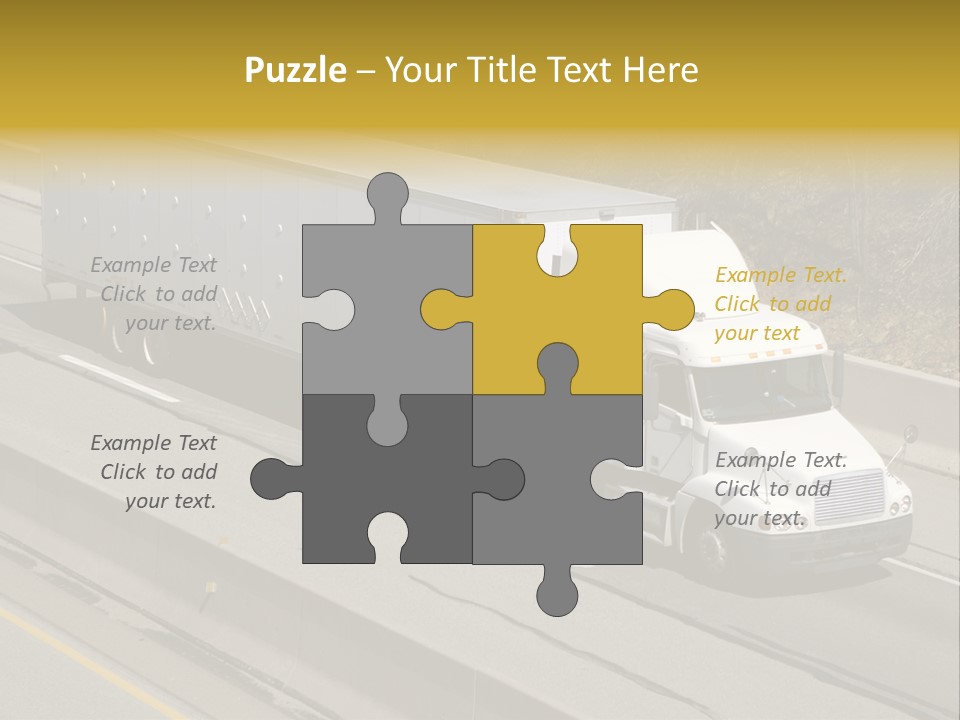 White Semi Truck On The Highway PowerPoint Template