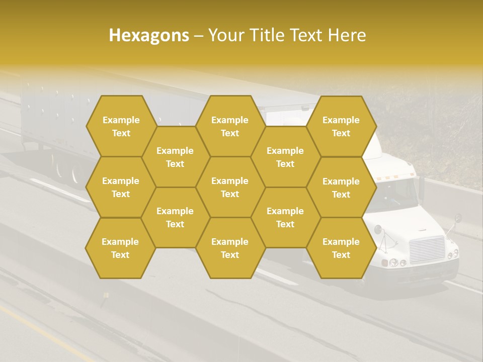 White Semi Truck On The Highway PowerPoint Template