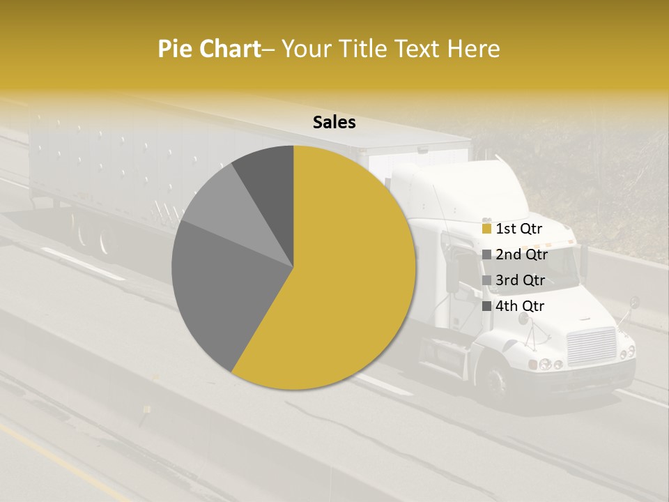 White Semi Truck On The Highway PowerPoint Template