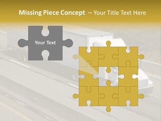 White Semi Truck On The Highway PowerPoint Template