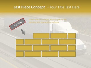 White Semi Truck On The Highway PowerPoint Template