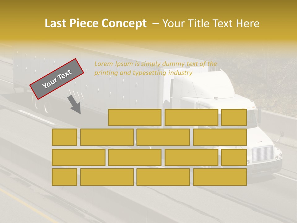 White Semi Truck On The Highway PowerPoint Template