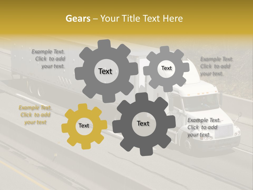 White Semi Truck On The Highway PowerPoint Template