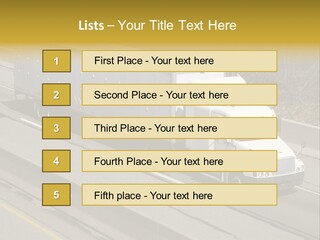 White Semi Truck On The Highway PowerPoint Template