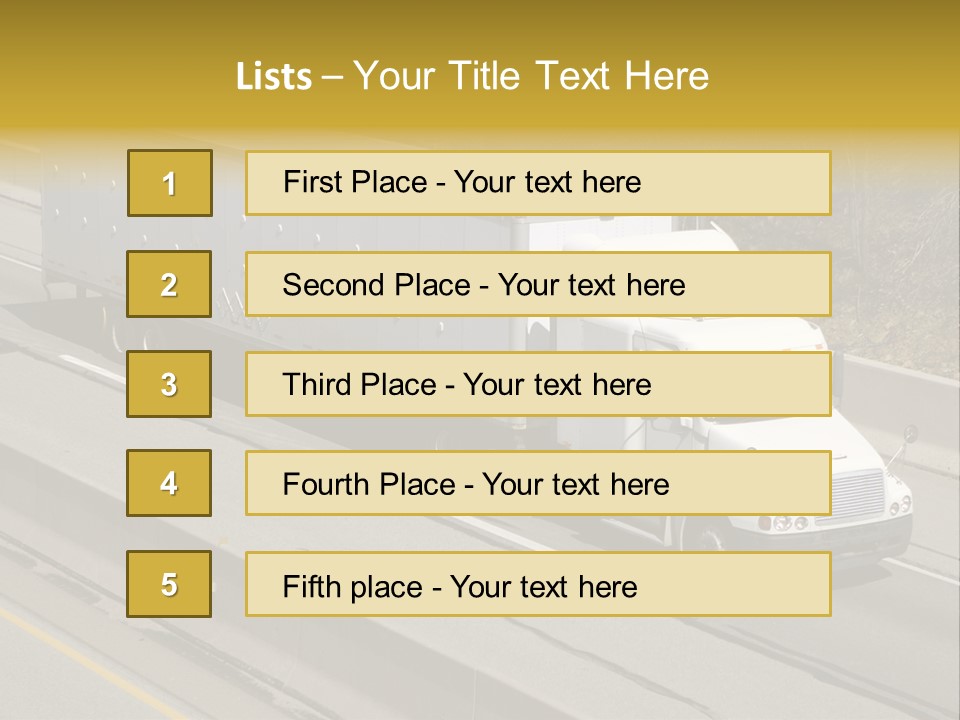White Semi Truck On The Highway PowerPoint Template