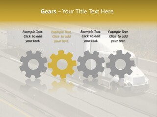 White Semi Truck On The Highway PowerPoint Template