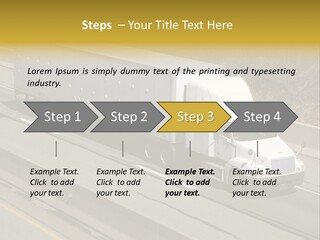 White Semi Truck On The Highway PowerPoint Template