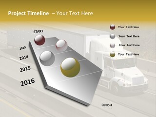 White Semi Truck On The Highway PowerPoint Template