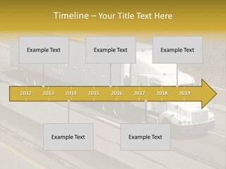 White Semi Truck On The Highway PowerPoint Template