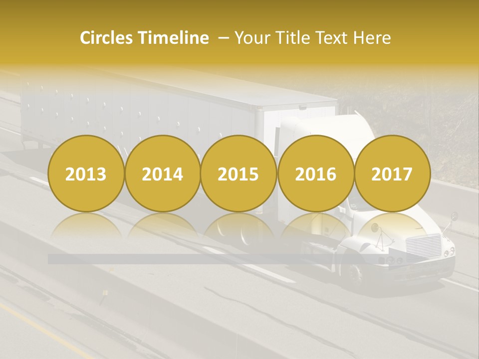 White Semi Truck On The Highway PowerPoint Template