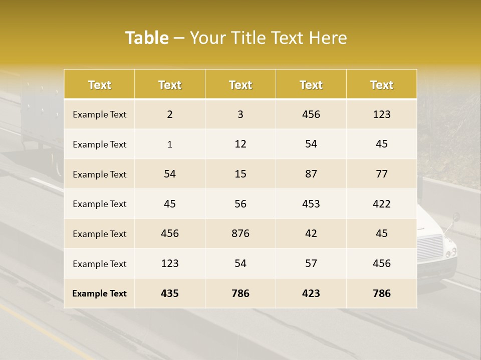 White Semi Truck On The Highway PowerPoint Template