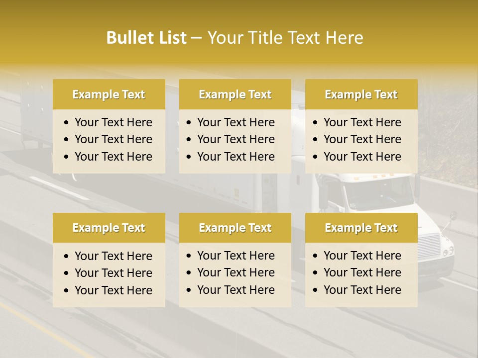 White Semi Truck On The Highway PowerPoint Template