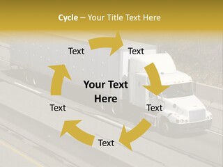 White Semi Truck On The Highway PowerPoint Template
