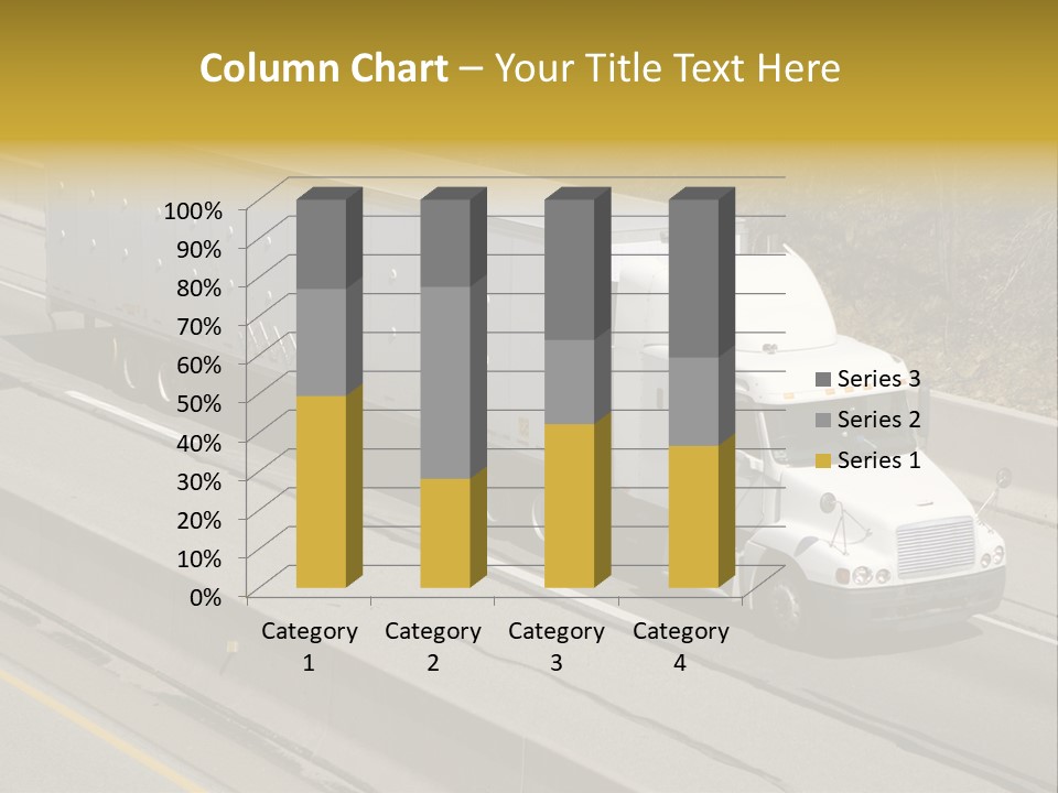 White Semi Truck On The Highway PowerPoint Template