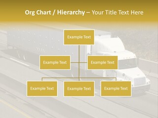 White Semi Truck On The Highway PowerPoint Template