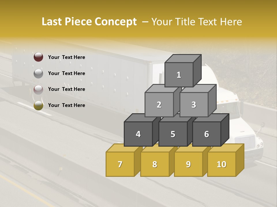 White Semi Truck On The Highway PowerPoint Template