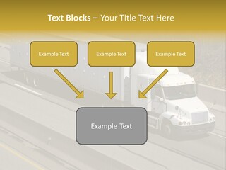 White Semi Truck On The Highway PowerPoint Template