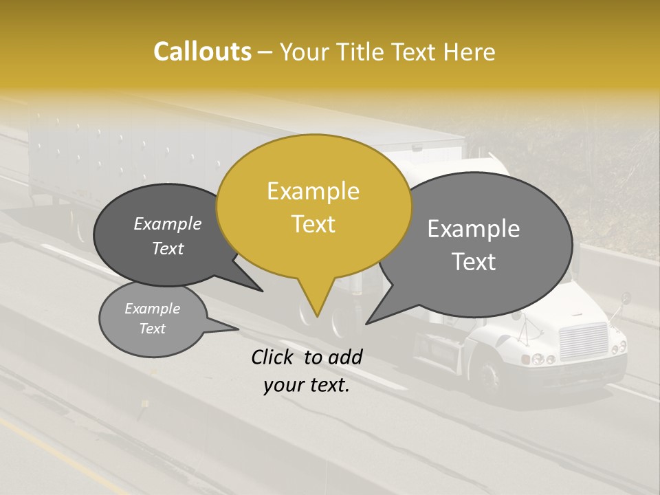 White Semi Truck On The Highway PowerPoint Template