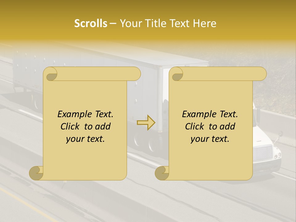 White Semi Truck On The Highway PowerPoint Template