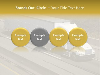 White Semi Truck On The Highway PowerPoint Template