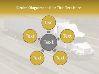 White Semi Truck On The Highway PowerPoint Template