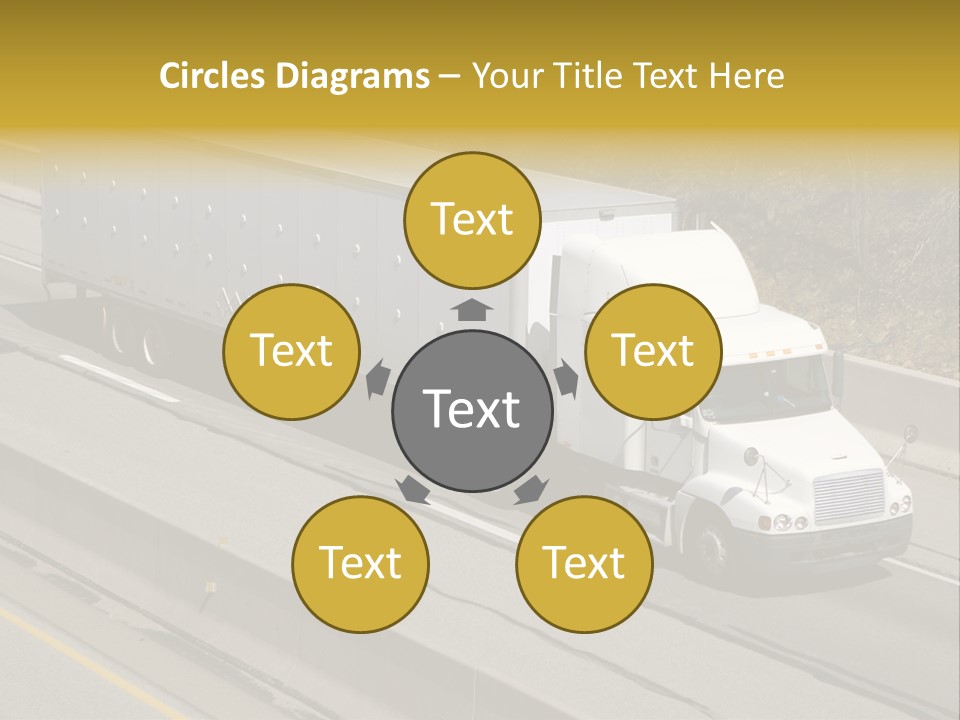 White Semi Truck On The Highway PowerPoint Template