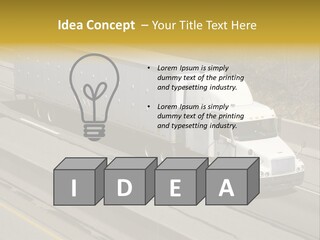 White Semi Truck On The Highway PowerPoint Template
